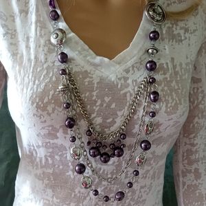 Long purple paparazzi completely adjustable multi-strand necklace